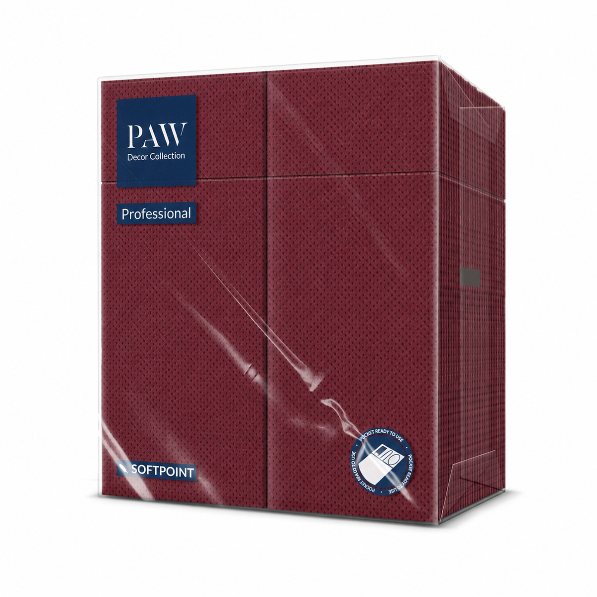 Kieszonki na Sztućce PAW Softpoint 32x38 Bordowe 50 szt Premium